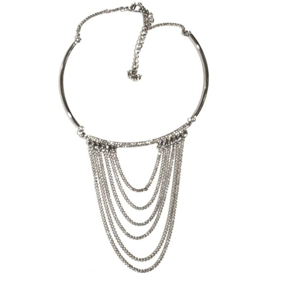 Elegant Silver-Tone Multi-Layer Chain Statement Necklace Women's Fashion Jewelry - Picture 3 of 8